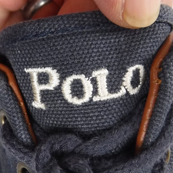 Polo by ralph lauren navy & tan sneaker mens 6 1/2 - Picture 10 of 12